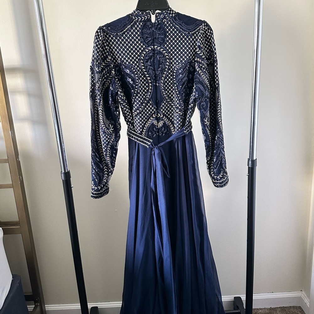 royal blue gown maxi dress with long sleeves